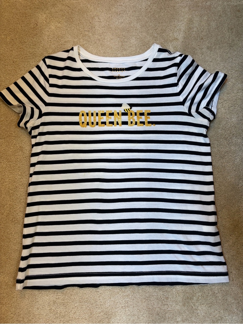 Kate Spade Brooke Street Queen Bee Striped Short Sleeve T-shirt Size Small